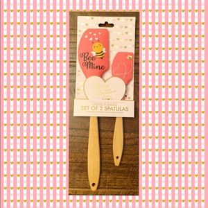 Valentine's Day Bumblebee "Bee Mine" Silicone Spatula Wooden Handles Set of 2